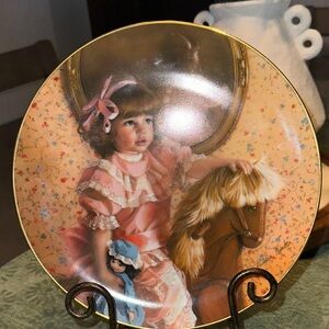 Porcelain Decorative Plate with Pink Victorian Girl Motif